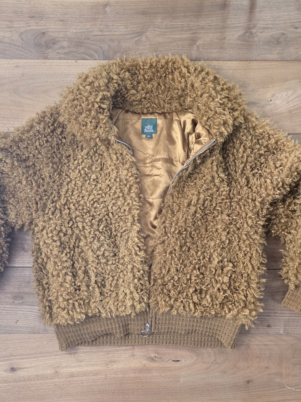 Wild Fable Brown Faux Fur Teddy Bomber Jacket Brown Like New Size large